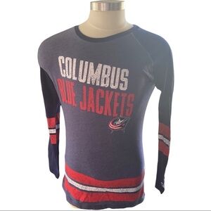 Champion Columbus Bluejackets Gray, Navy, Red Graphic Long Sleeve T-Shirt Men M